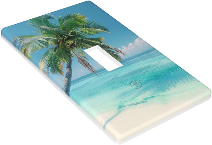 Beach Palm Tree Funny Plastic Wall Plate Decorative Single Toggle Light Switch Cover For Women Girls Bedroom Kitchen Living Room