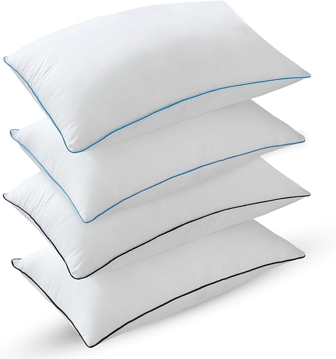 Bed Pillows for Sleeping - Pillows Queen Size Set of 4 Cooling Luxury Hotel Quality Pillow with Premium Plush Soft Down Alternative Fill for Side Back or Stomach Sleepers