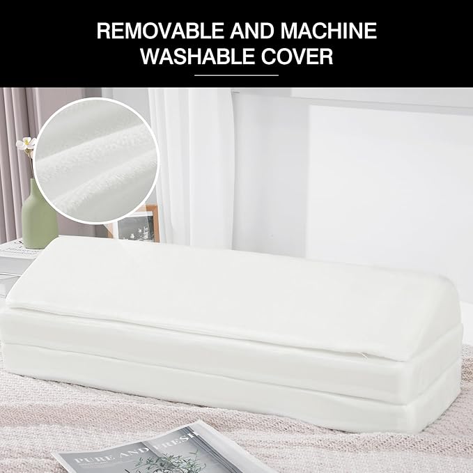 BALAPET 3-in-1 Adjustable Height Wedge Pillow, 7" Height Leg Knee Pillow for Side Sleepers & Aligns Spine, Supportive Bolster Pillow for Pregnancy Relieves Pressure Hip Leg Elevation, 22", White