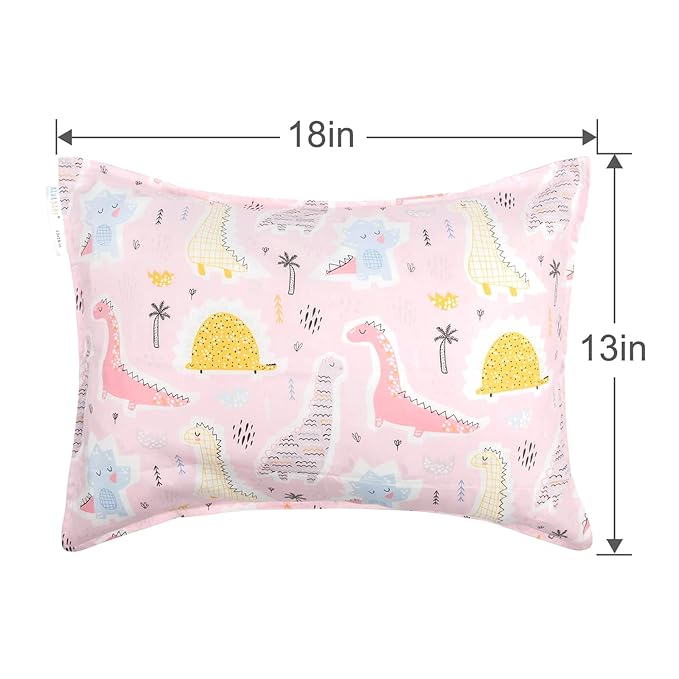 ALVABABY Toddler Pillowcases Fits 13 x 18,12x 16 Kids Pillow Cover Organic Cotton Baby 2 Packs Envelope Kids Pillowcases for Boy Girl Sleeping Travel 2TPW28A