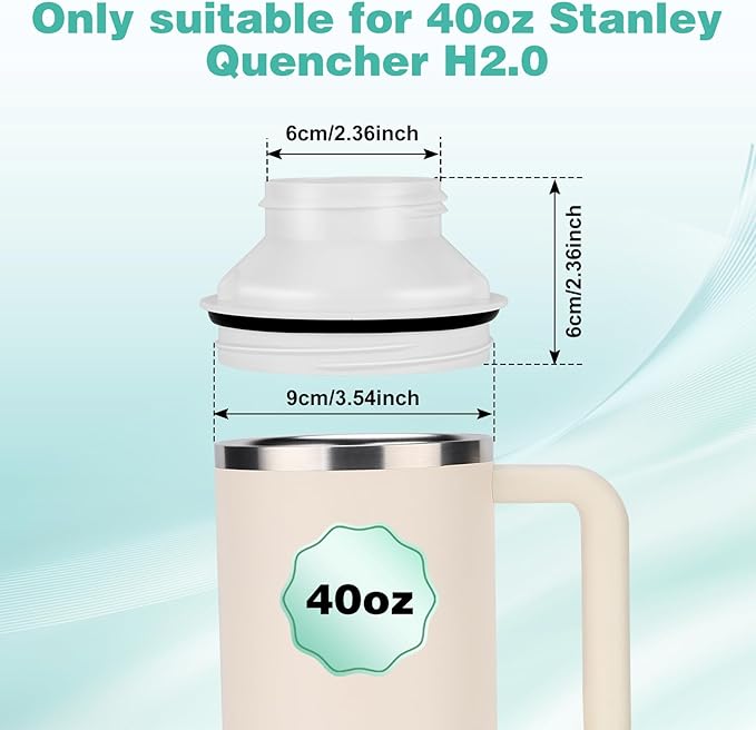 Bottle Adapter for Stanley Cup 40oz to Cirkul, Lid Cap Converter Accessories, Cirkul Stanley Adapter BPA Free Plastic, Food Grade Silicone Fits for Stanley Water Bottles(White)
