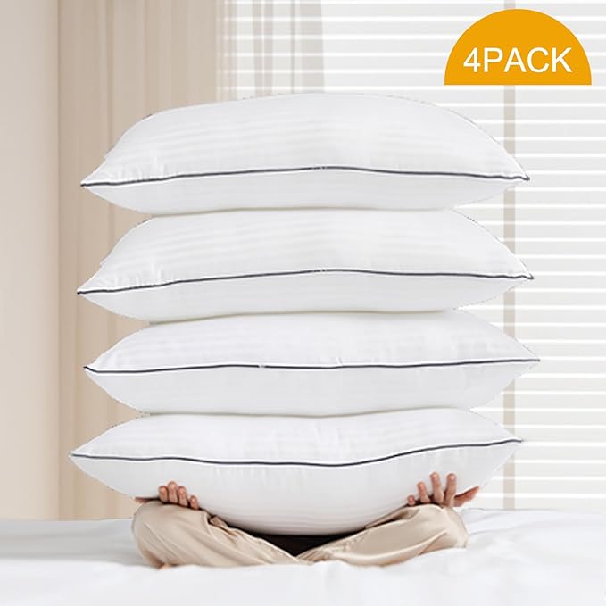 Bed Pillows for Sleeping - 4 Packs Queen Size Luxury Hotel Down-Alternative Pillow for Neck and Shoulder Pain Relief, Soft Density for Side, Back or Stomach Sleepers(20 * 30")