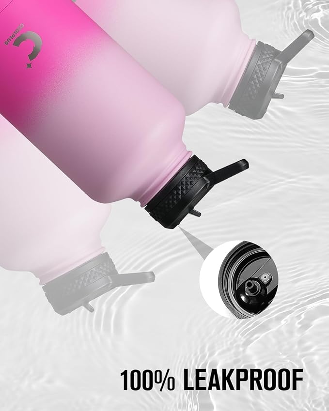 64oz Insulated Water Bottle, Coolplus Half Gallon Water Jug With Straw Stainless Steel Double-Walled Vacuum Metal Large Flask With Carry Sleeve Bpa-Free Leakproof, Keep Cold 48 Hrs, Pink