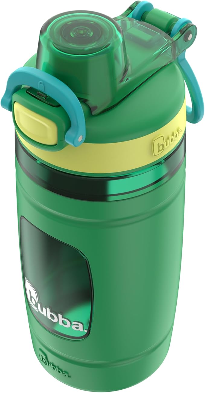 Bubba Kids Flo Silicone Sleeve and Wide Mouth, 16oz. Water Bottle, Medium, Fresh Fern