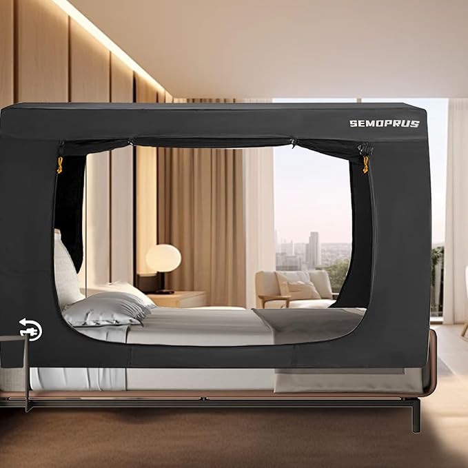 Bed Tent King Size, Bed Canopy Tents, Portable Sleeping Tents, Dream Tents for Adult and Kids, Breathable 70% Blackout Privacy Space, Canopy Tent for Bed with Three Doors (Mattress Not Included)