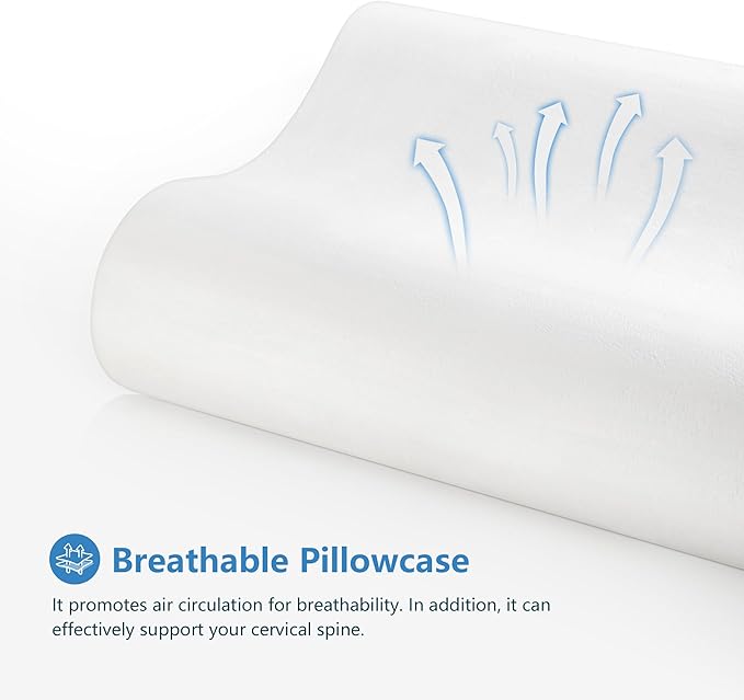 AM AEROMAX 32" King Size Contour Memory Foam Pillow, Neck Pillow for Neck Pain Relief, Neck Orthopedic Sleeping Pillows for Side, Back and Stomach Sleepers(Black,Velvet)