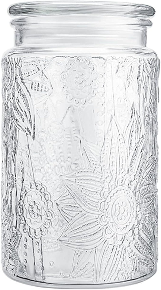 32oz Vintage Glass Jar With Lid, Glass Storage Containers, Airtight Kitchen Storage Containers For Sugar, Coffee, Tea, Spice, Flour, Candy Cookie, Pasta, Cereal, Cute Decorative Jars