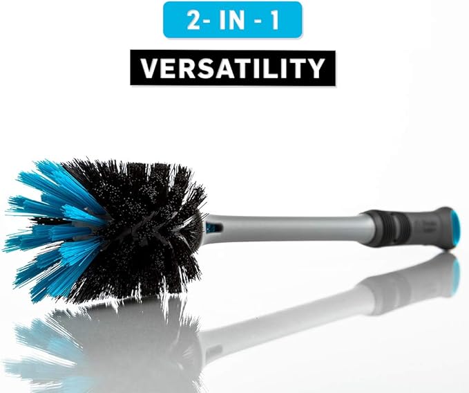 BlenderBottle SportMixer Shaker Bottle Perfect for Protein Shakes and Pre Workout, 20-Ounce, Black & 2-in-1 Shaker Bottle and Straw Cleaning Brush, 1 Pack,Gray