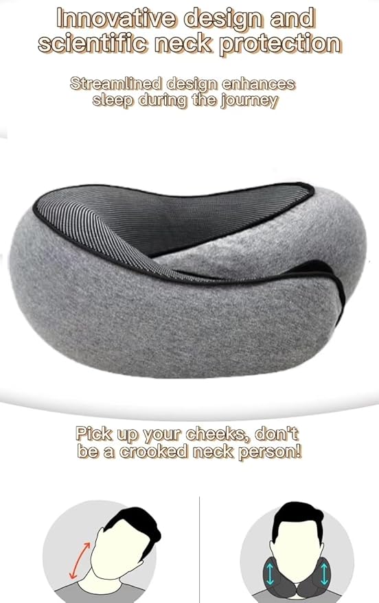 2024 New Neck Pillow,Travel Neck Pillow, Memory Foam Airplane Travel Pillow, 360 Degree Comfort and Breathability, Washable Modal Cover,Stowable U-Shaped Pillow,Suitable for Offices and Cars(Grey)