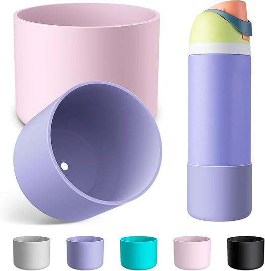 2PCS Silicone Water Bottle Boot for Owala 24oz 32oz 40oz, Anti-Slip Protective Sleeve Bottom Bumper Protector for FreeSip, Twist, and Flip Stainless Steel Water Bottles