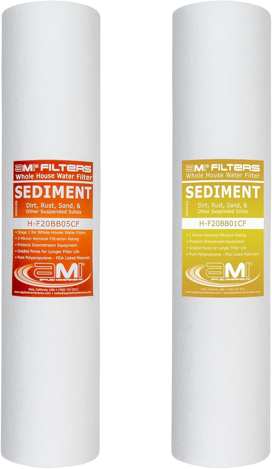Applied Membranes Inc. 2-Stage Whole-House Water Filter System, 1-Micron and 5-Micron 4.5-Inch by 20-Inch Filters