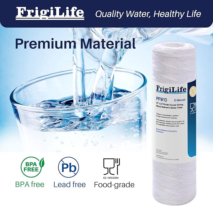 5 Micron 10" x 2.5" String Wound Sediment Water Filter Cartridge for Well filter Universal Replacement with Any 10 inch RO Unit, WP-5, CFS110, Aqua-Pure AP110, WP-5, Culligan P5,(Pack of 4)