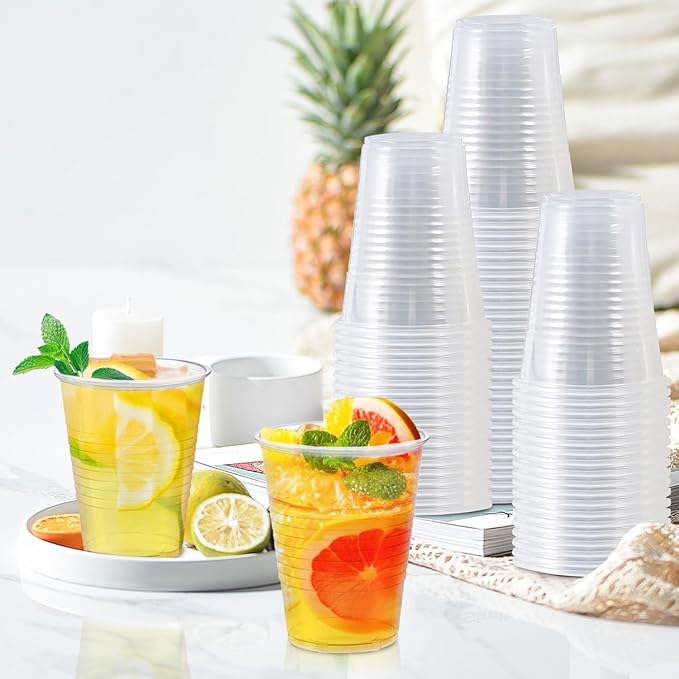 7 oz Plastic Cups 500 Pack, Clear Cups Party Cups Disposable, Plastic Clear Cold Drink Cups for Party, Wedding, Graduation, Travel, Holiday, Events, Birthday