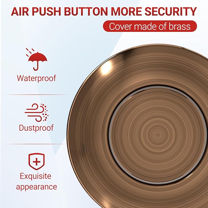 APIELE Garbage Disposal Air Switch Kit, Sink Top Push Button Switch for Food Waste Disposer, UL Listed 3.6" Long On/Off Air Button (Black Bronze)