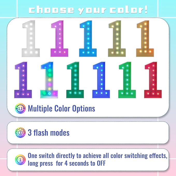 4FT Marquee Light Up Numbers Marquee Numbers 6, Choose Your Color, Multiple Color Options Including Cool White & Colorful, NO Glue Gun Needed, Birthday Decorations