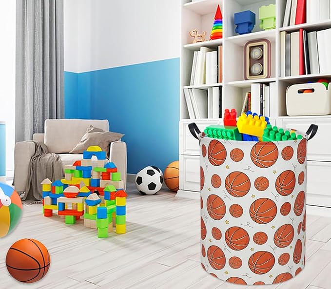Basketball Kids Laundry Basket Baby Hamper Basketball Toy Storage Bin for Boys Room Decor Baby Nursery Hamper Gift Baskets for Bedroom Bathroom(Basketball)