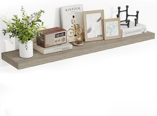 48 Inch Floating Shelves, 3D Textured Wood Grain, 48"x9.25"x1.5" Inch Deep Floating Shelves for Wall, Wooden Shelves for Bathroom, Bedroom, Living Room, Vintage Gray Oak