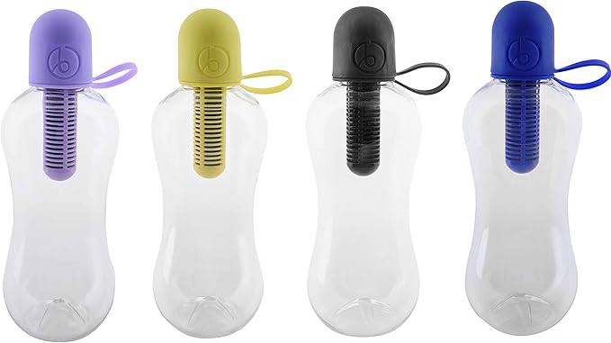 Bobble Classic Water Bottle, Filtered Water, BPA-Free Reusable Bottle, Soft Touch Carry Cap with Replaceable Carbon Filter for Sustainable Water and Hydration 18.5 oz - 2 Pack (Black)