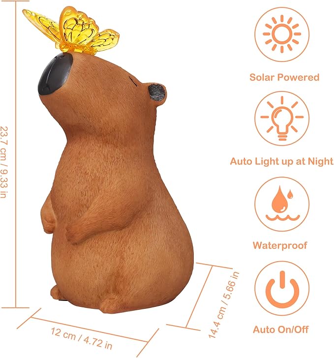 Attivolife Garden Solar Outdoor Statues Capybara Light, Outside & 7 Color Change Lamp, Patio Easter Ornament for Lawn Balcony Porch Yard Art Decor, for Mom Grandma