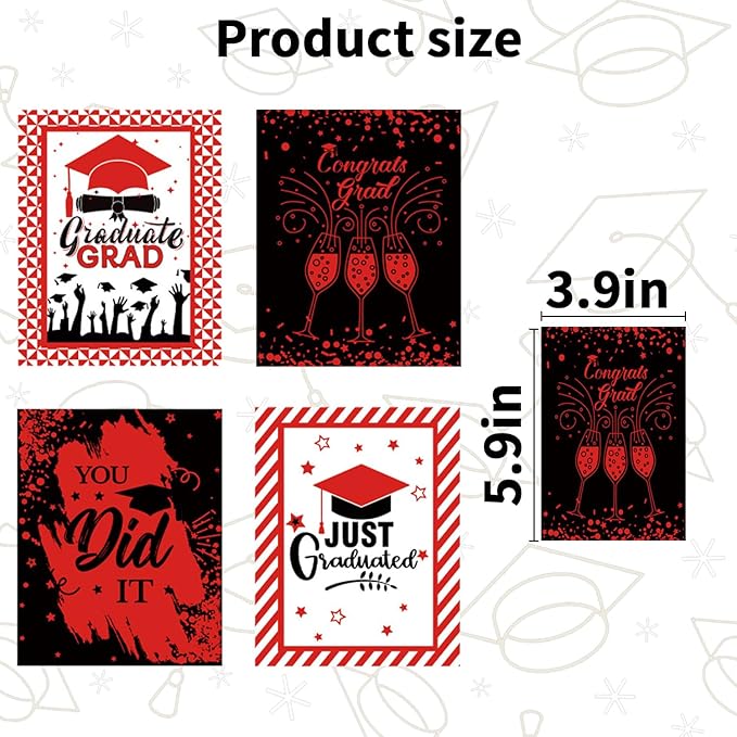 24Pcs Graduation Gift Wine Labels Congrats Grad Wine Bottle Stickers Graduation Party Waterproof Wine Bottle Decoration Cover for College Congrats Graduation Party Decorations, 4 Design