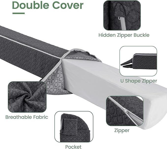 Bed Wedge Pillow Headboard/Queen Bed Gap Filler/Mattress Gap Filler Firm Support Sleeping Pillow 60"×8"×6" to Fill The Gap (0-6") Between Headboard and Wall