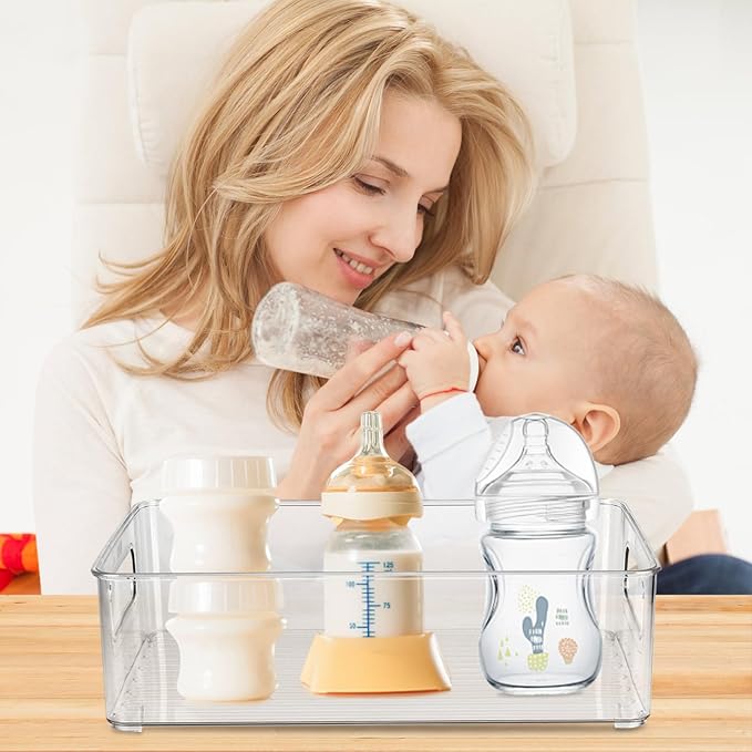 Baby Bottle Organizer Plastic Storage Center for Baby Bottles and Food Jars Baby Bottle Organizer for Cabinet, Perfect Organizer for Kitchen Cabinet, Pantry, Refrigerator, and Countertop（2 pcs）
