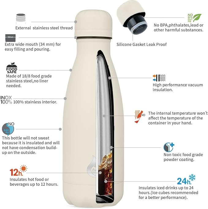 BJPKPK Water Bottles Insulated 12oz Stainless Steel Water Bottle,Angel White