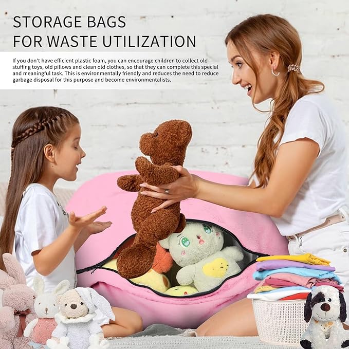 Bean Bag Chair for Adults 7FT,Soft Removable Cover for Teens/Girls Bedroom,Fluffy Giant Round Floor Beanbag Lounger Chairs (No Filler,Pink)