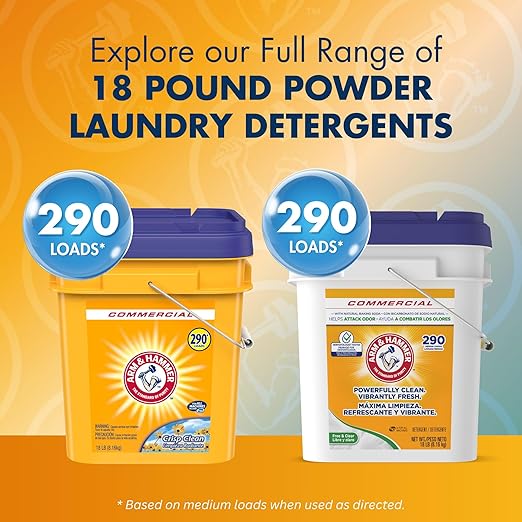 Arm & Hammer powder laundry detergent, crisp clean, 18 lb pail