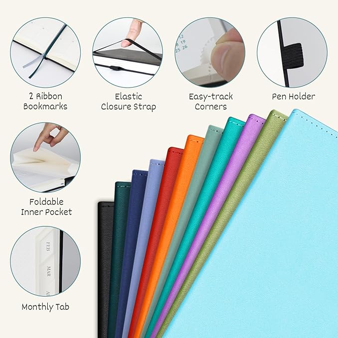 BEZEND Planner 2025-2026 Weekly and Monthly, 8.5" x 11" Academic Calendar (Jul 25-Dec 26) Vertical Daily Appointment with Hourly Timeslot & Monthly Tab, PU Leather Hardcover - Black