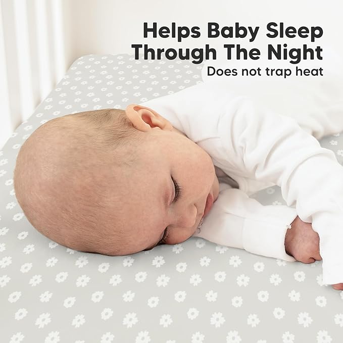 2-Pack Organic Crib Sheets for Boys, Girls - Jersey Fitted Crib Sheet, Baby Crib Sheets Neutral, Crib Mattress Sheet, Cotton Crib Sheets, Breathable Crib Sheet, Baby Mattress Sheets (Meadow)