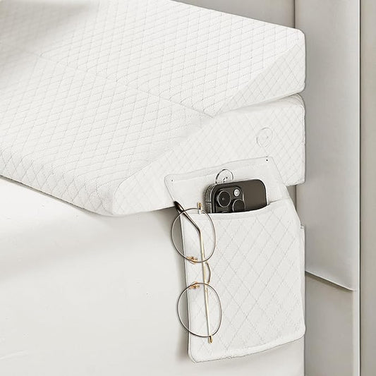 Bed Wedge Pillow for Headboard - Wedge Pillow Headboard Queen (60"x10"x6") - Foldable Bed Gap Filler/Headboard Pillow/Mattress Wedge - Fill Gap (0-8") Between Headboard and Mattress - Cream