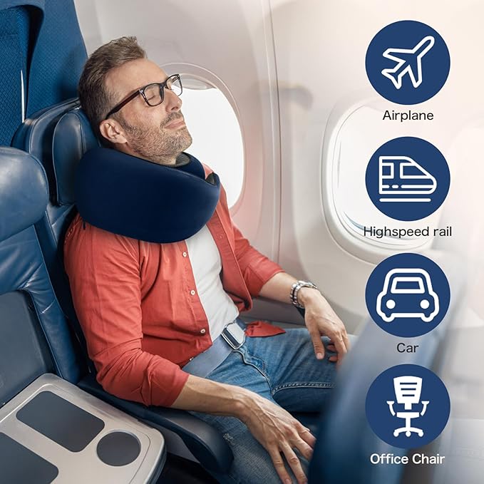 2024 New Memory Foam Travel Neck Pillow for Airplanes，Ultimate Comfort and Support, Ideal for Airplane and Car Travel ，Compact, Convenient, and Versatile Airplane Sleeping Pillow.