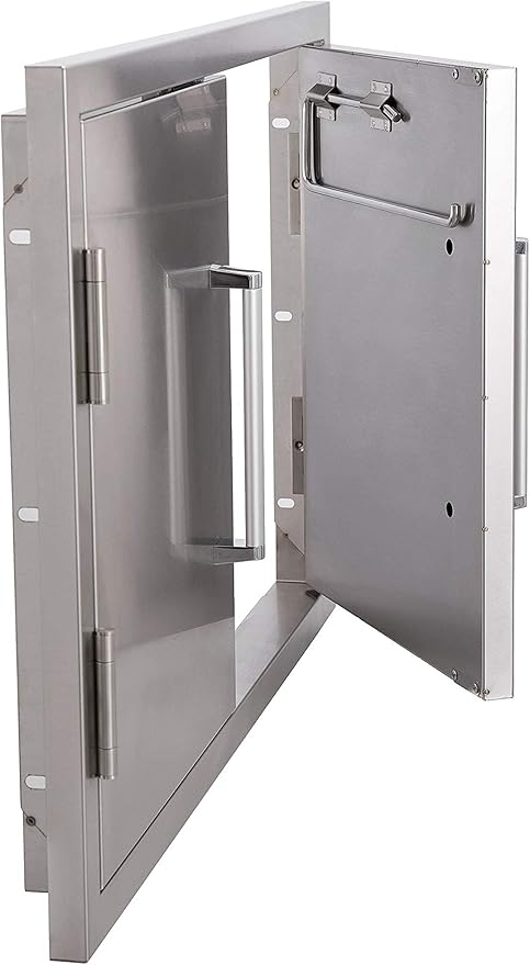 Bonfire Outdoor Kitchen Double Access Door,33x22 Inch,304 Stainless Steel BBQ Grill Doors,CBADD,Silver