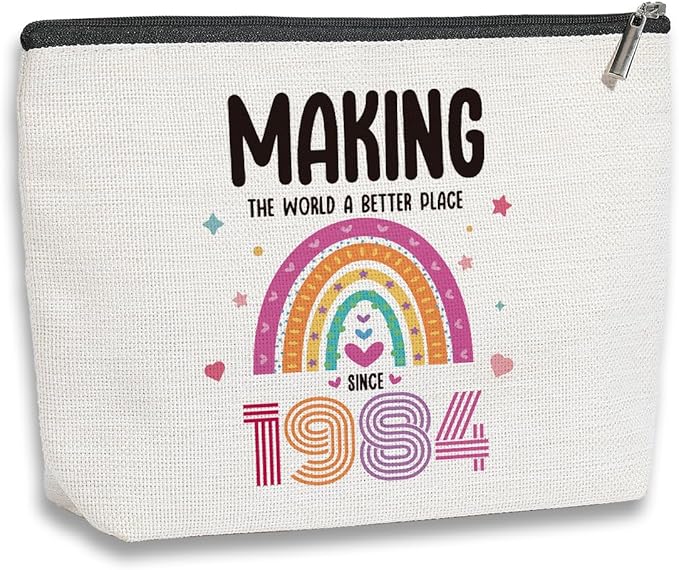 40th Birthday Gifts for Women, 40 Years Old Birthday Gifts Makeup Bag for Mom, Wife, Friend, Sister, Travel Toiletry Makeup Organizer Zipper Pouch - Making The World a Better Place Since 1984