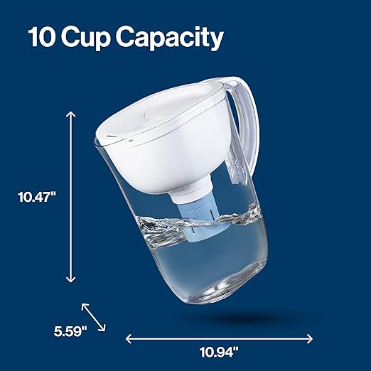 Brita Everyday Elite Water Filter Pitcher with SmartLight Filter Change Indicator, BPA-Free, Reduces 99% of Lead, Lasts Six Months, Includes 1 Filter, Large - 10-Cup, White