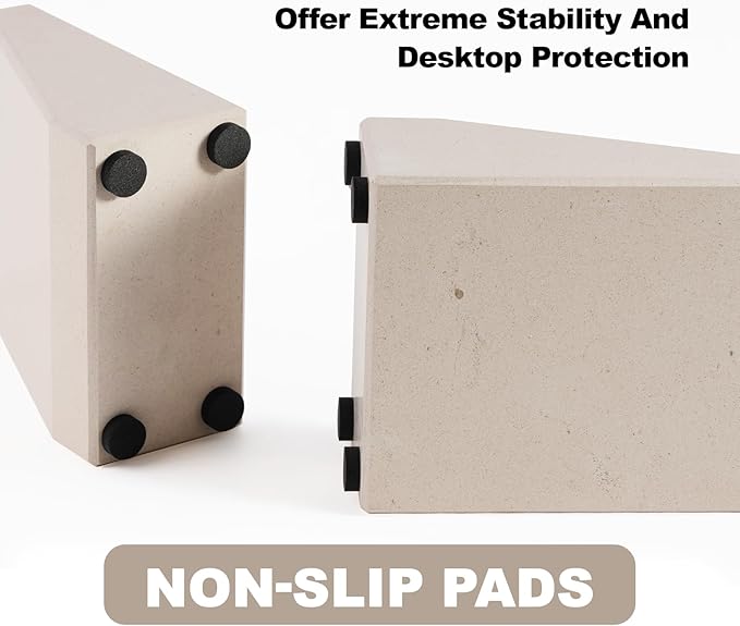 Book End, Natural Marble Bookend for Shelves, Non-Skid Bookends for Heavy Books, Heavy Duty Book Stopper for CDs and Oversized Books, Luxury Book Shelf Holder, Moleanos Beige