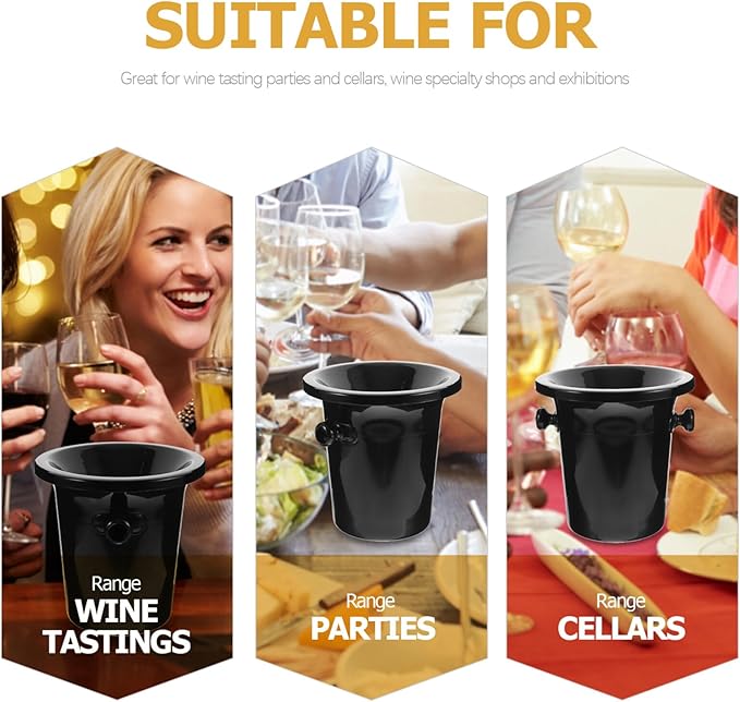 4Pcs Wine Spittoon Wine Dump Buckets Bucket Spit Wine Barrels Cold Wine Barrels Ice Bucket for Wine Whiskey Cocktails (Black)