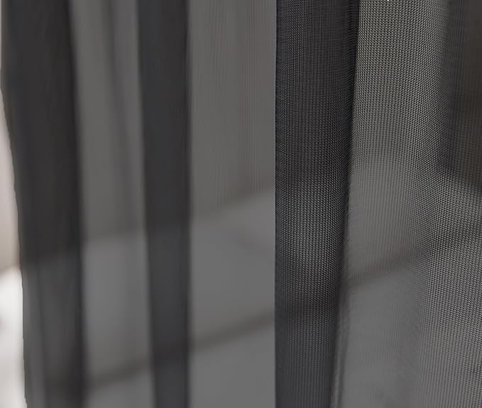 Akiky Canopy Bed Curtains with Light Princess Bed Canopy Scarf for Full/Queen Metal Bed Frame,Wood Frame Bed-2 Panel Sheer Curtain(Full/Queen,Black)