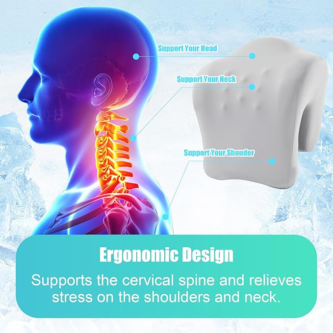 BALAPET Cooling Memory Neck Support for Office Chair, Headrest Pillow for Neck Pressure Relief Improved Posture for Working Chair, Car, Sofa, Plane and Travel
