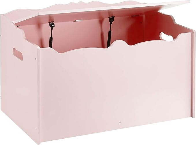 Amazon Basics Kids Toy Box, Wooden Organizer Storage Chest, Pink, 30" x 18" x 19"