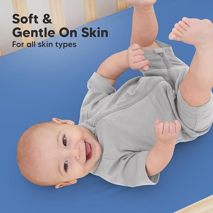 2-Pack Organic Crib Sheets for Boys, Girls - Jersey Fitted Crib Sheet, Baby Crib Sheets Neutral, Crib Mattress Sheet, Cotton Crib Sheets, Breathable Crib Sheet, Baby Mattress Sheets (Cornflower)