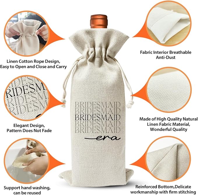 Bridesmaid Wedding or Engagement Gift Wine Bag For BFF Best Friend, Wedding Party or Bachelorette Party or Bridal Shower Party Favor Supply Gift, Bridal Party Gift for Bridesmaid Boxes, Proposal Gift