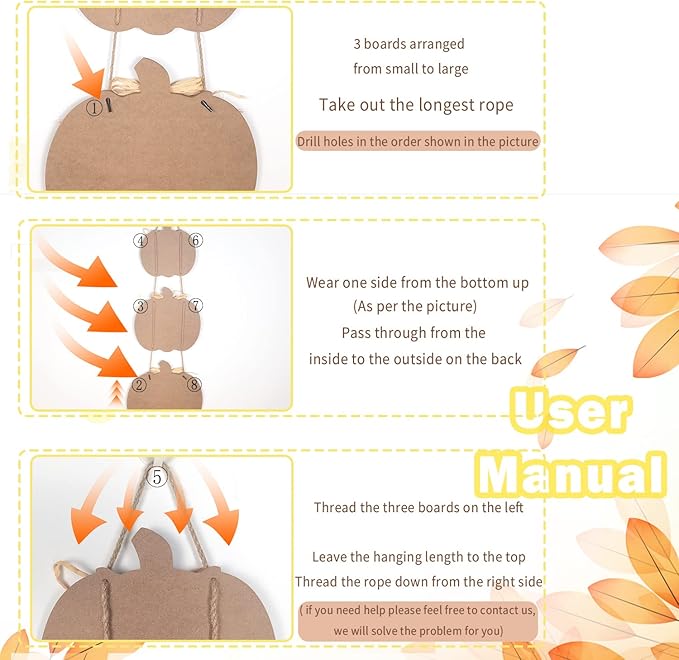 3 Pieces Pumpkin Decor Grateful Thankful Blessed Wall Signs,Rustic Hanging Welcome Door Sign for Autumn Harvest Thanksgiving Halloween Door Wall Decoration Indoor Outdoor Fall Decor for Home