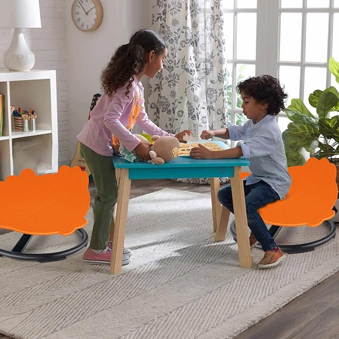 Autism Kids Swivel Chair, Sensory Products Sit and Spin Spinning Activity Toy for Toddlers, Sensory Spinning Seat for Kids Training Body Coordination (Orange)