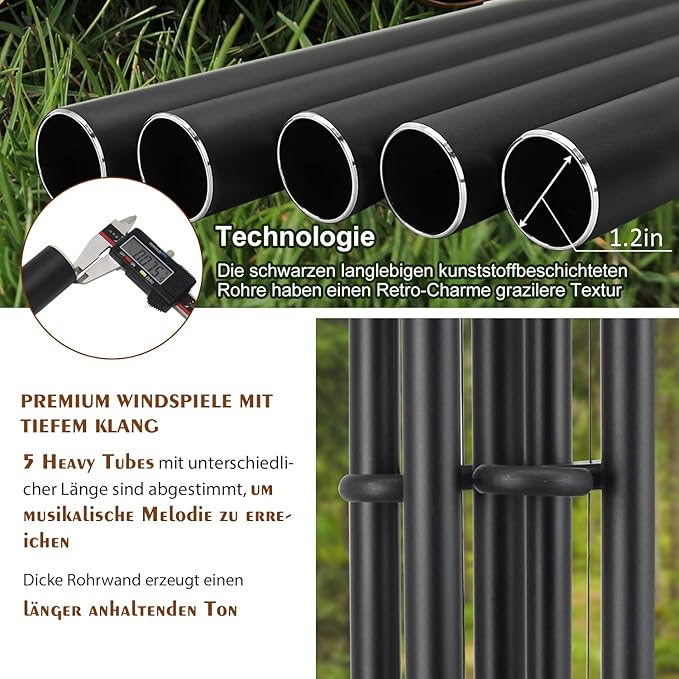 ASTARIN Large Wind Chimes Outdoor 48 Inch Sympathy Wind Chime with 5 Heavy Aluminum Tubes Tuned Soothing Melody, Memorial Wind Chimes for Outside Decoration (Patio, Garden, Yard)