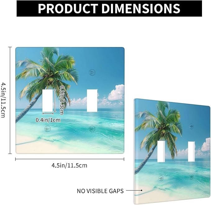 Beach Palm Tree Funny Plastic Wall Plate Decorative Double Toggle Light Switch Cover For Women Girls Bedroom Kitchen Living Room