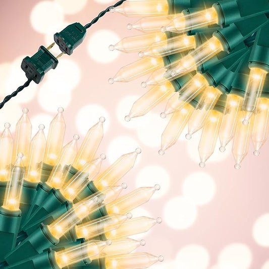 100LIGHTS WARM WHITE Extra-Bright With End Connectors Christmas Decorative Lights 5.98m UL Certified Mini String Light Set Waterproof for Home Garden Holiday Christmas Tree Party Patio Wedding