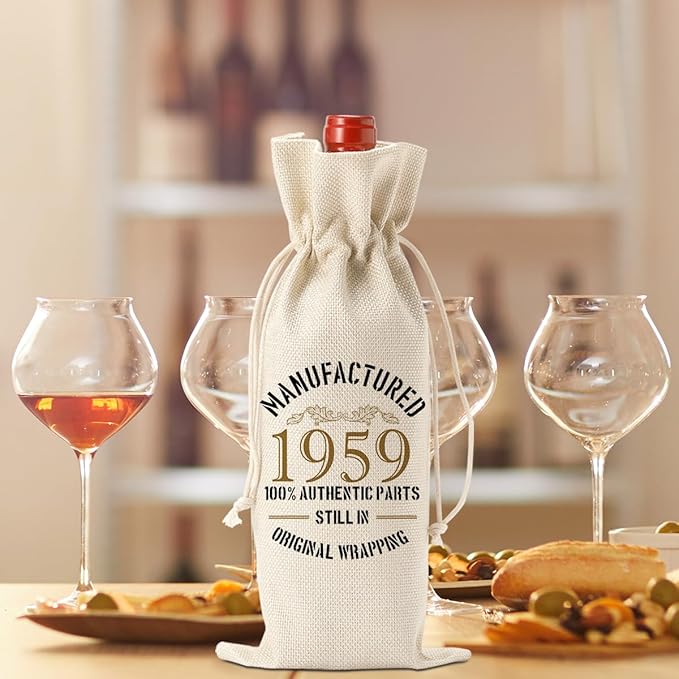 65th Birthday Gifts for Women Men,65th Birthday Decorations, Gifts for 65 Year Old Mom Dad Wife Grandparents Friends Sister, Happy 1959 65th Birthday Anniversary Wine Bag?Wine Gifts Wine Gift Bag