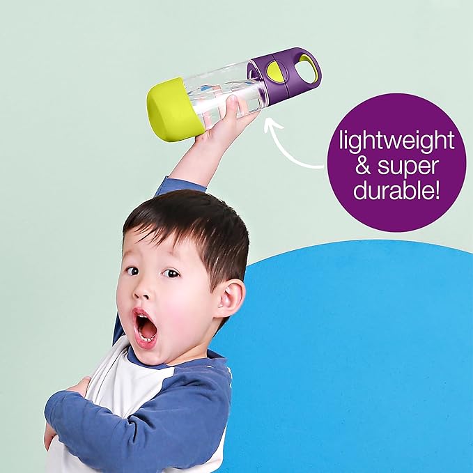 b.box 20oz Tritan Straw Bottle: Large Kids Water Bottle with Flip Straw for School, Daycare. Spill Proof, Leak Proof, Dishwasher Safe, BPA Free (Lilac Pop, 20 oz)